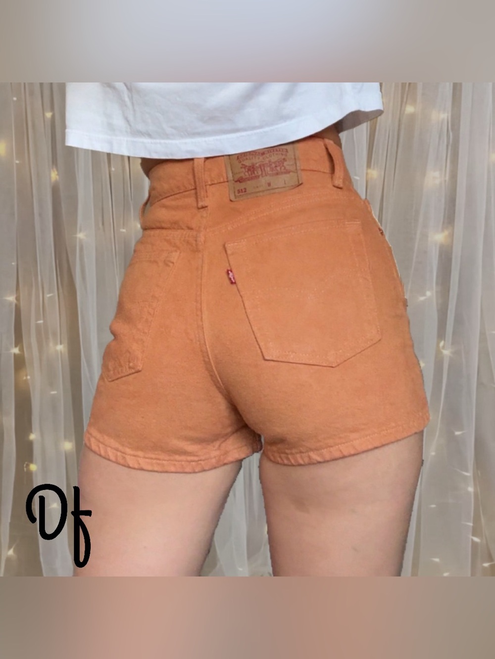VTG Levi's 512s High-Waist Orange Denim Shorts Size 25 Waist